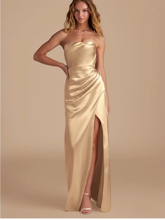 Azazie Dresses & Skirts - Azazie Leonis Gold Satin Dress